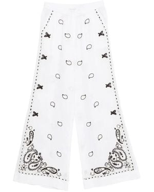 P.A.R.O.S.H. Embroidered Wide-Leg Trousers - White