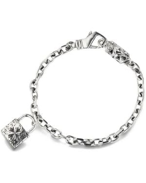 Emanuele Bicocchi Bracciale A Catena Con Lucchetto E Logo - Metallizzato