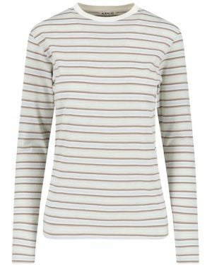 AURALEE Striped Long-Sleeve T-Shirt - White