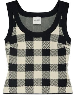 Posse Gingham Sleeveless Top - Black