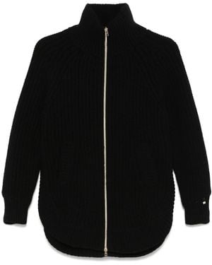 Herno Cárdigan Con Panel Acolchado - Negro