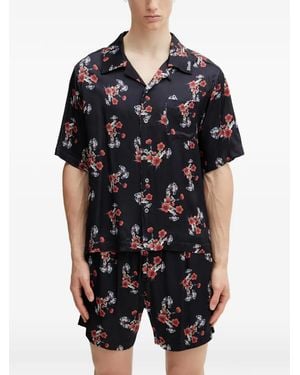 Rhude Floral-Print Silk Shirt - Black