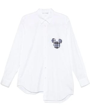 Comme des Garçons Classic Shirt With Plaid Mickey Mouse Patch - White