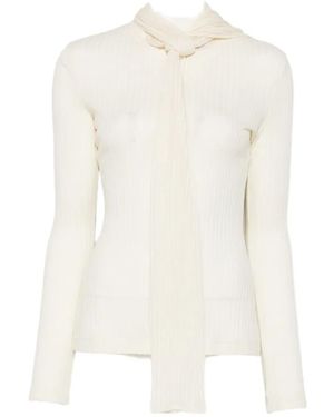 TOTEME Ribbed Scarf-Detail Shirt - White