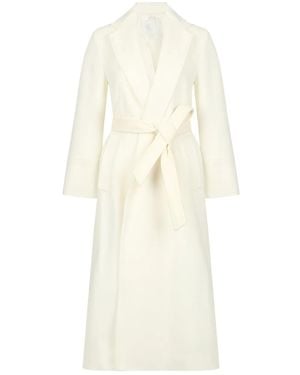 Eleventy Belted Wrap Coat - White