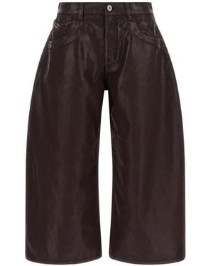 The Attico Coated Wide-Leg Cropped Jeans - White