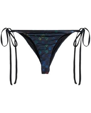 CASABLANCA Logo-Print Side-Tie Bikini Bottoms - Black