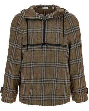 Burberry Check-Print Hooded Shirt - Green