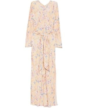 Forte Forte Robe Longue À Fleurs Et Lien À Nouer - Neutre