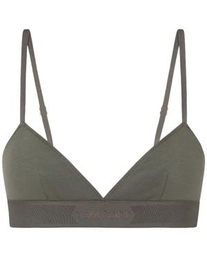 Tom Ford Logo-Detail Bra - Gray