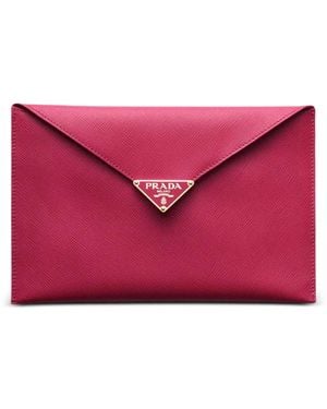 Prada Saffiano Leather Envelope Clutch - Pink
