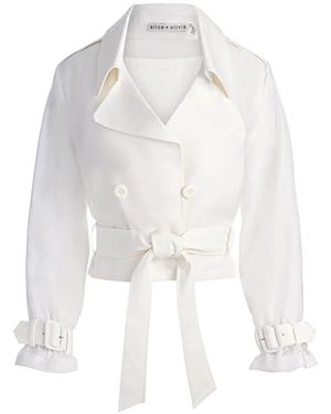 Alice + Olivia Keith Belted Cropped Jacket - White