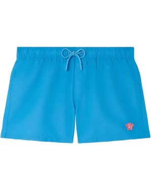 Versace Medusa-Embroidered Swim Shorts - Blue
