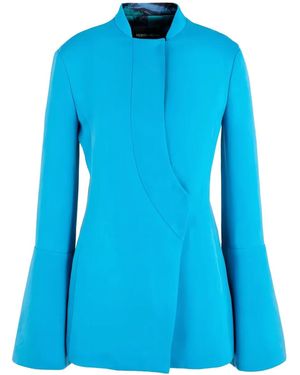 Giorgio Armani Blazer Sans Col À Manches Évasées - Bleu