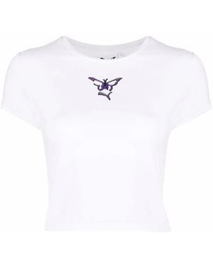 PUMA Butterfly-Print Cropped T-Shirt - White