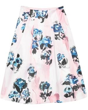 Stine Goya Floral-Print Pleated Midi Skirt - White