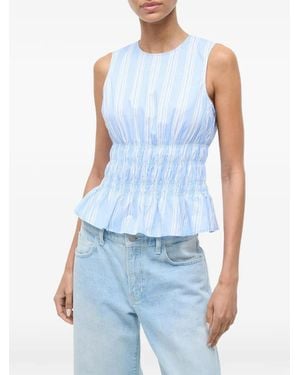STAUD Haut Péplum À Rayures - Blue