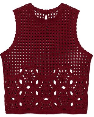 FRAME Crochet Sleeveless Top - Red