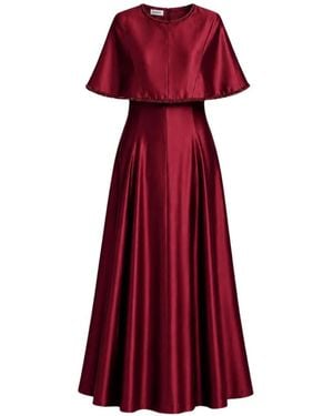 Baruni Alya Cape-Overlay A-Line Maxi Dress - Red