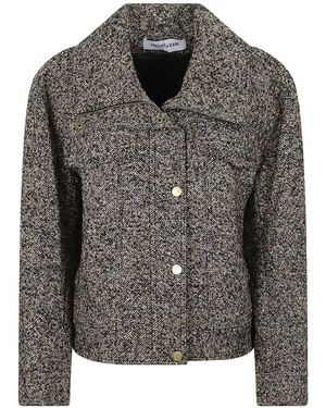 Veronica Beard Tweed Zip-Detail Jacket - Gray