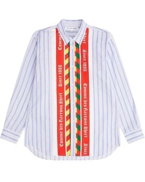 Comme des Garçons Striped Logo Shirt - White