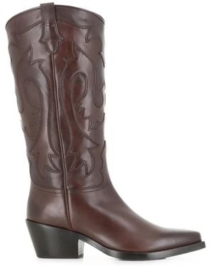 Sartore Tailor Embroidered Mid-Calf Boots - Brown