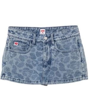 AAPE BY A BATHING AP All-Over Logo-Print Denim Shorts - Blue
