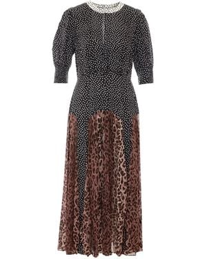 RIXO London Leopard-Print Polka-Dot Maxi Dress - Brown