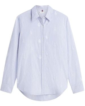 Tommy Hilfiger Chemise Rayée À Détails Brodés - White