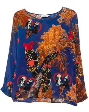 The Artistylist Graphic-Print Long-Sleeve Blouse - Blue