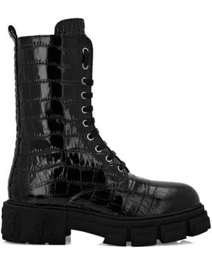 Philipp Plein クロコパターン ブーツ - ブラック