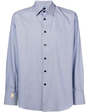 Billionaire Geometric Patterned Curved Hem Shirt - Blue
