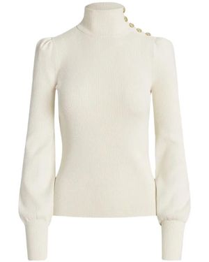 Ralph Lauren Button-Detail High-Neck Sweater - White