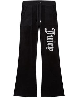 Juicy Couture Rhinestone-Logo Velour Track Trousers - Black