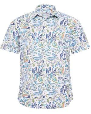 LOJA DAS MEIAS Leaf-Print Short-Sleeve Polo Shirt - Blue