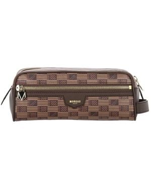 Moreau Bolso de mano con sello del logo - Marrón