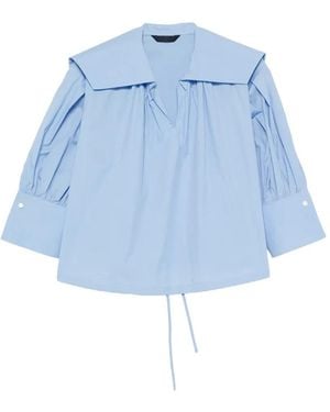 Juun.J Sailor-Collar Drawstring Blouse - Blue