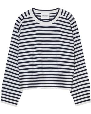 Closed Striped Cashmere Jumper - Blue