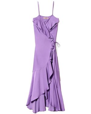 Twinset Ruffled Wrap Midi Dress - Purple