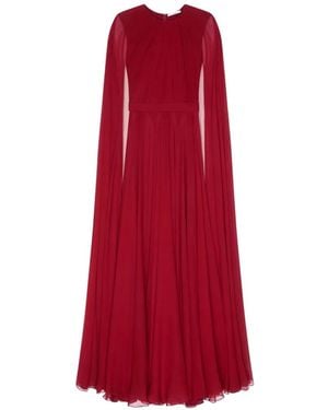 Givenchy Abendkleid Aus Seidencrepon Mit Cape - Rot