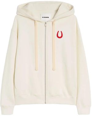 Jil Sander Sudadera Con Capucha Y Bordado - Blanco