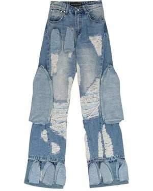 Who Decides War Multi-Pocket Distressed Jeans - Blue