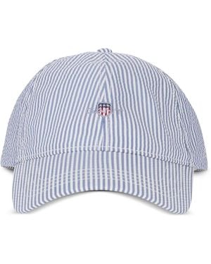 GANT Gestreifte Seersucker-Baseballkappe - Blau