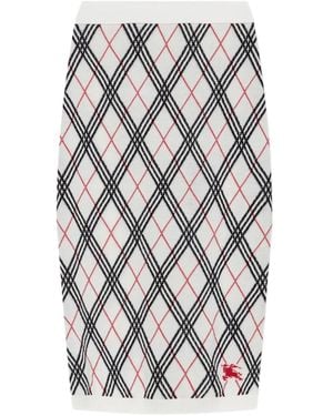 Burberry Knitted Skirt With Check - Grey