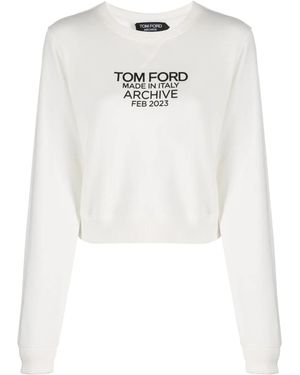 Tom Ford Logo-Print Cotton Sweatshirt - White