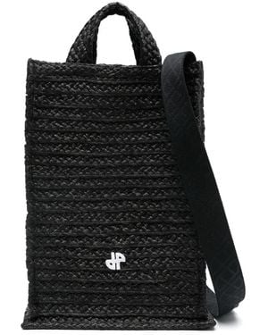 Patou Vertical Jp Raffia Tote Bag - Black