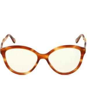 Chloé Occhiali Da Sole Ovali Con Effetto Tartarugato - Marrone