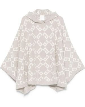 Givenchy Poncho con logo en intarsia y capucha - Blanco