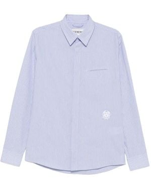 Iceberg Vertical-Stripe Logo-Embroidered Shirt - White