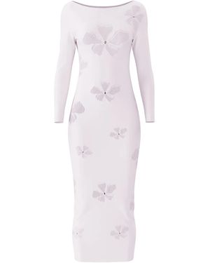 MACCAPANI Abito Midi Con Monogramma - Bianco